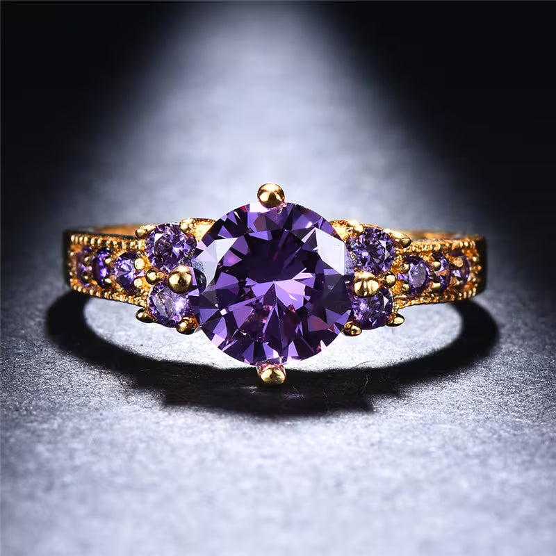 Gold amethyst cluster ring