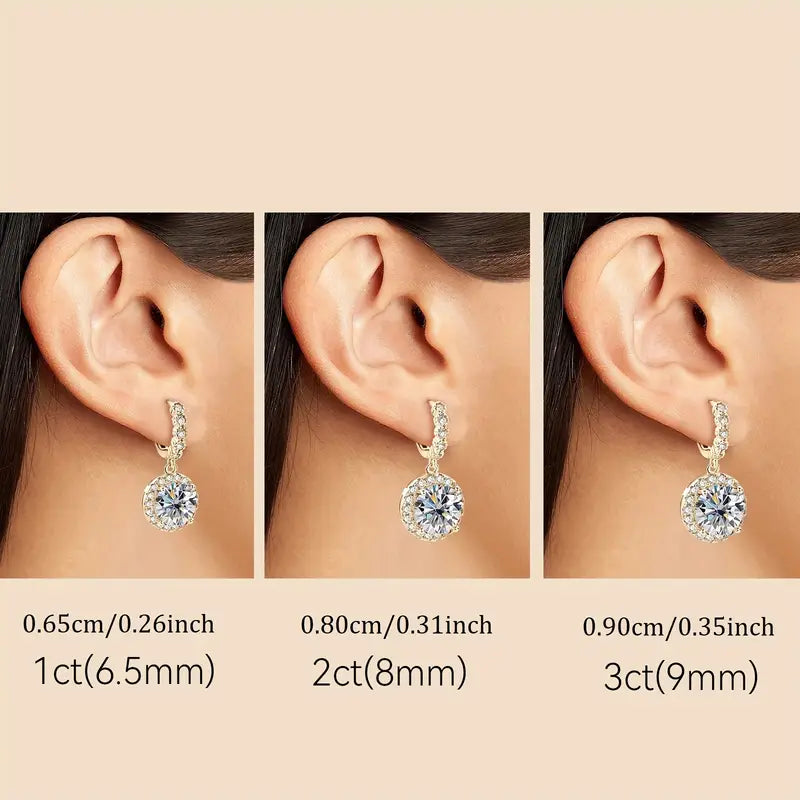 Round Moissanite Drop Earrings
