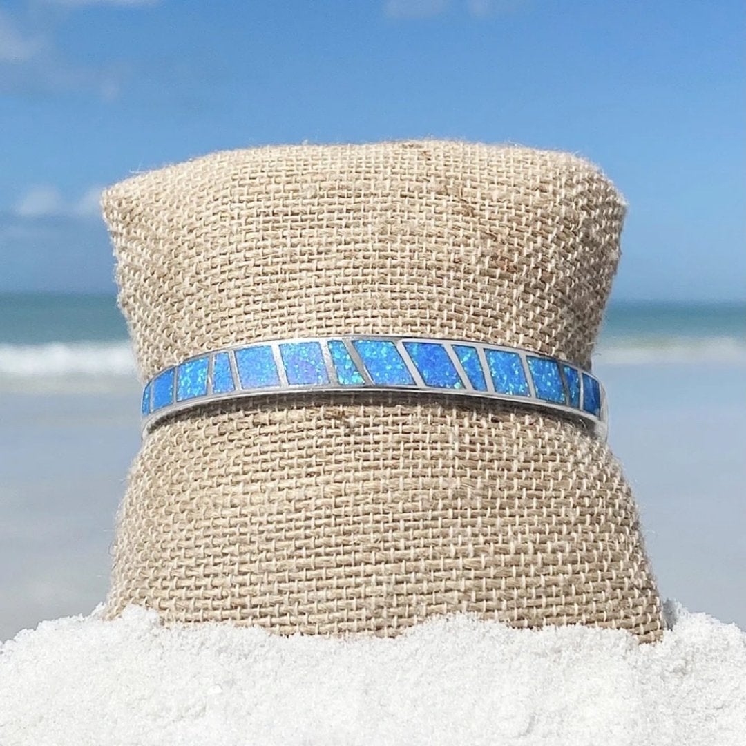1+1 Offer: Blue and Silver Opal Bracelet