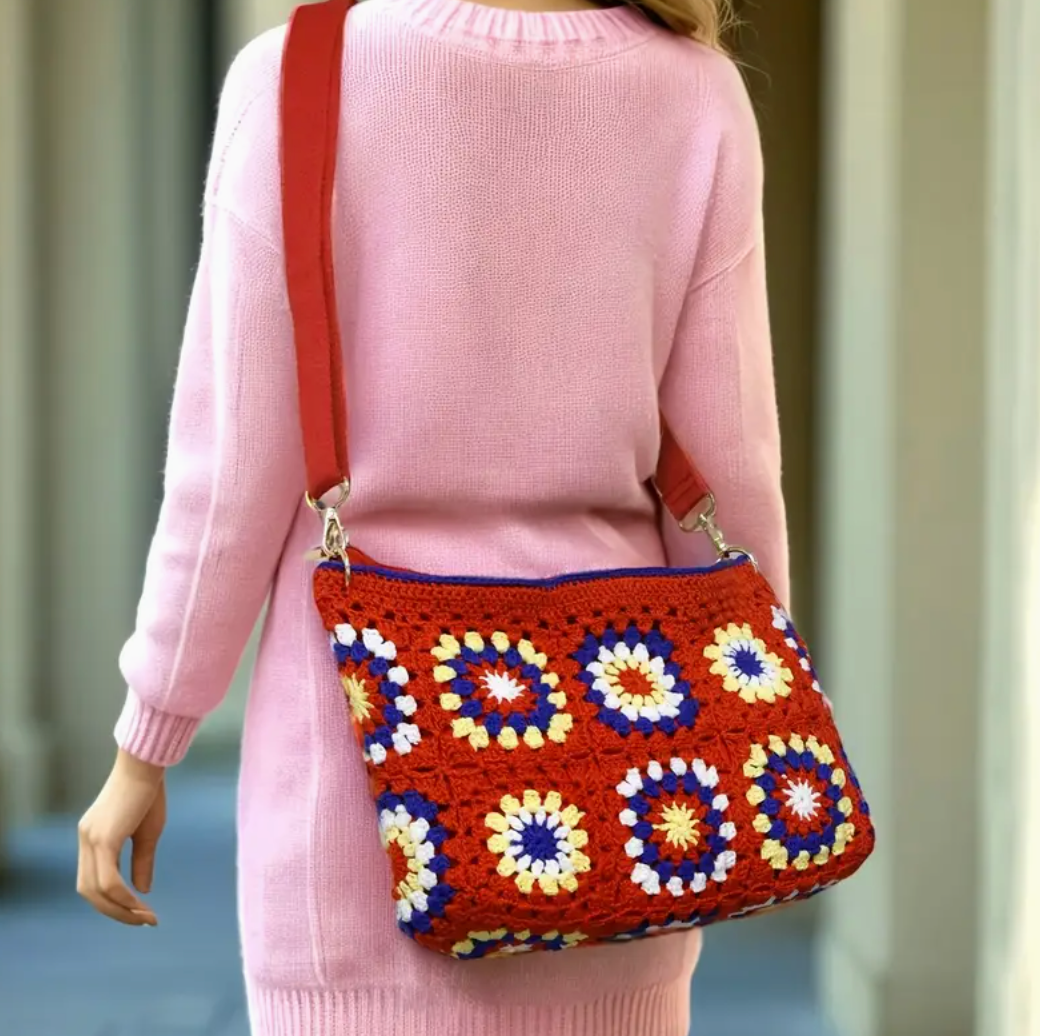 Flower Crochet Shoulder Bag