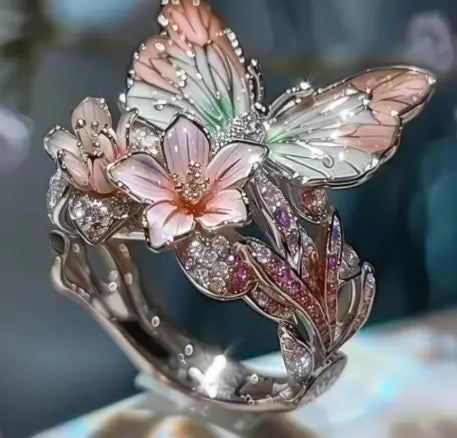 1+1 Offer: Fashion delicate gold color flower butterfly rings for women party accessories gifts custom jewelry