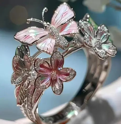 1+1 Offer: Fashion delicate gold color flower butterfly rings for women party accessories gifts custom jewelry