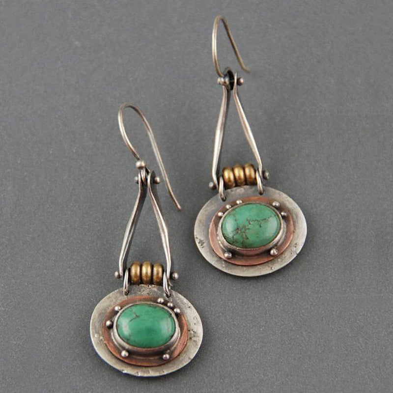 Luxe Turquoise Dual-Tone Earrings