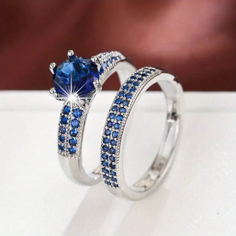 Gold Zirconia Eternity Rings Set