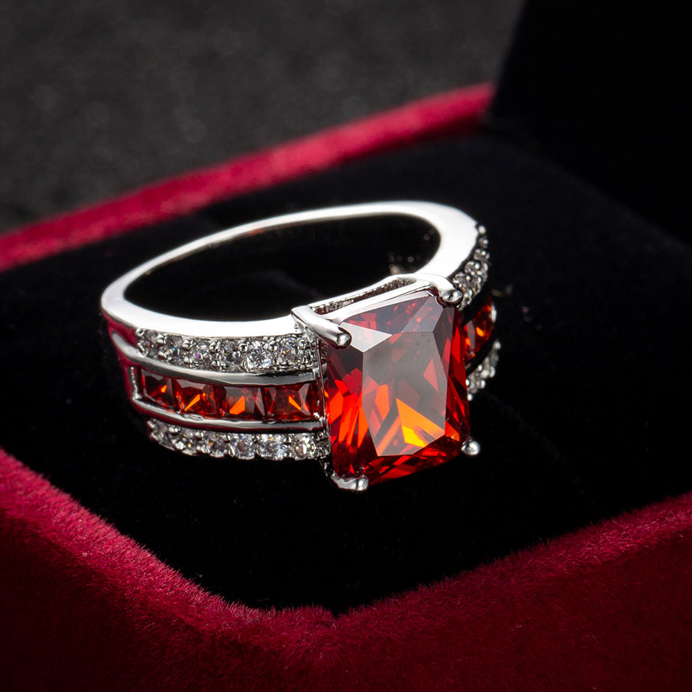 Silver ruby split-shank ring