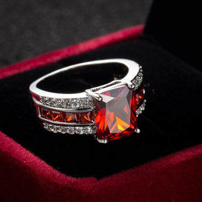Silver ruby split-shank ring
