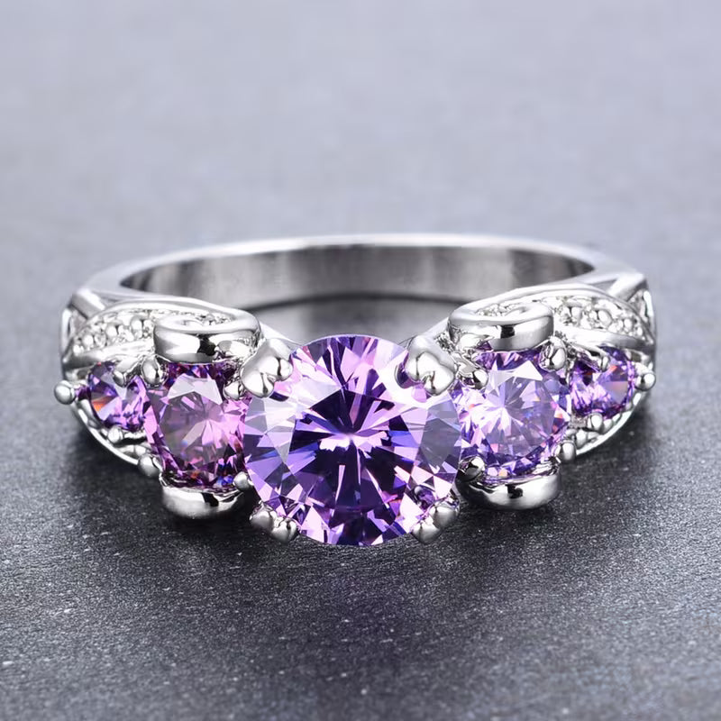 Silver amethyst vintage ring