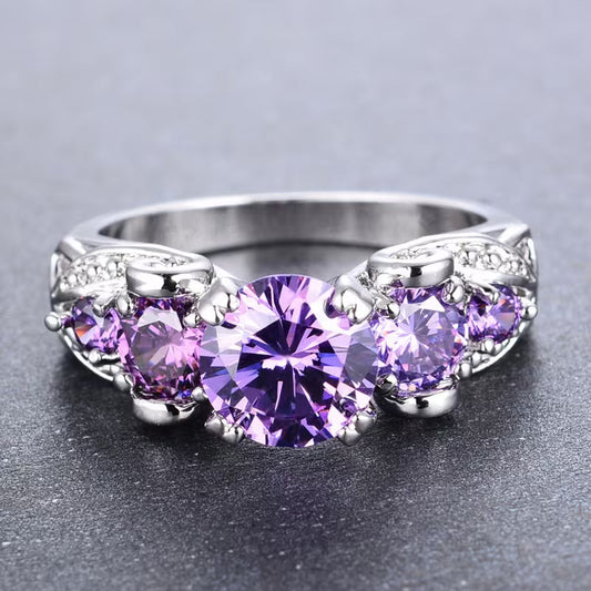 Silver amethyst vintage ring