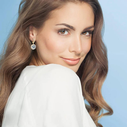 Round Moissanite Drop Earrings