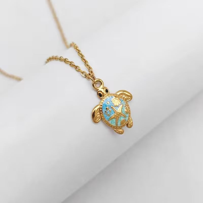 Azure Haven Sea Turtle Pendant Necklace