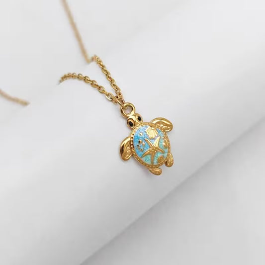 Azure Haven Sea Turtle Pendant Necklace
