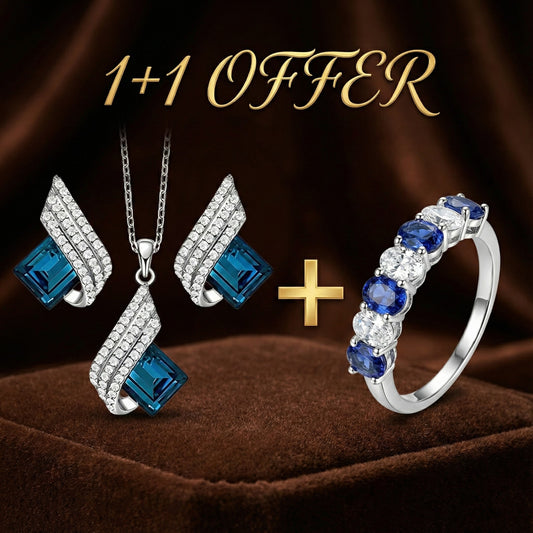 1+1 Offer: Brienne Solazure Jewelry Set + Oval Cut Opal Engagement Ring
