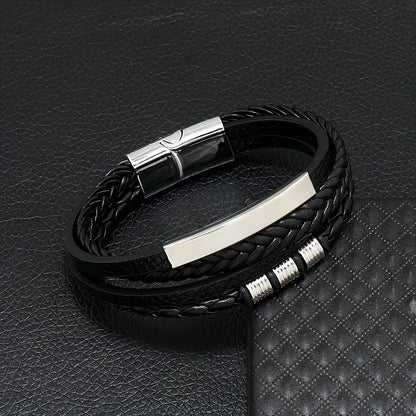 Luxurious Vintage Beaded PU Bracelet Magnetic Buckle