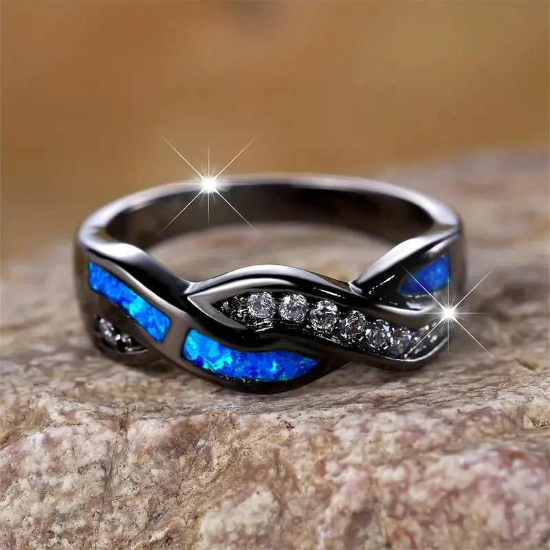Silver twisted inlay ring