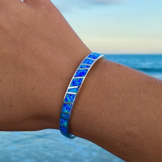 1+1 Offer: Blue and Silver Opal Bracelet