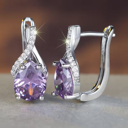 Silver amethyst drop earrings