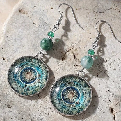Vintage Blue Dangling Rounded Mandala earrings