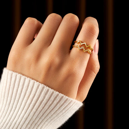 Double Highs & Lows Ring Gold