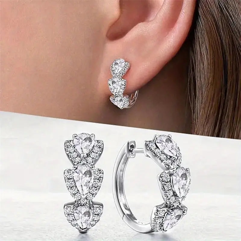 Shiny Crystal Hoop Earrings