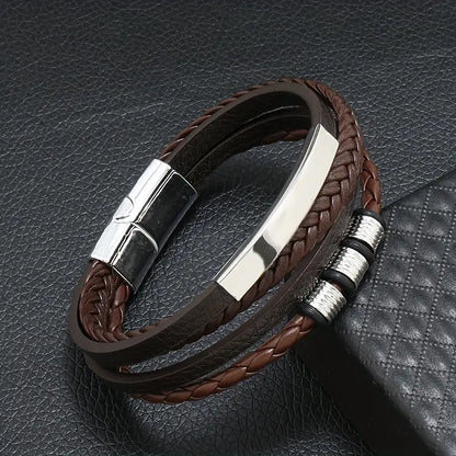 Luxurious Vintage Beaded PU Bracelet Magnetic Buckle