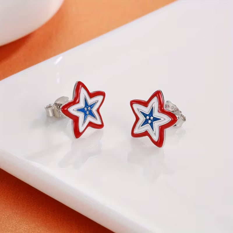 Graceful Liberty Star Stud Earrings