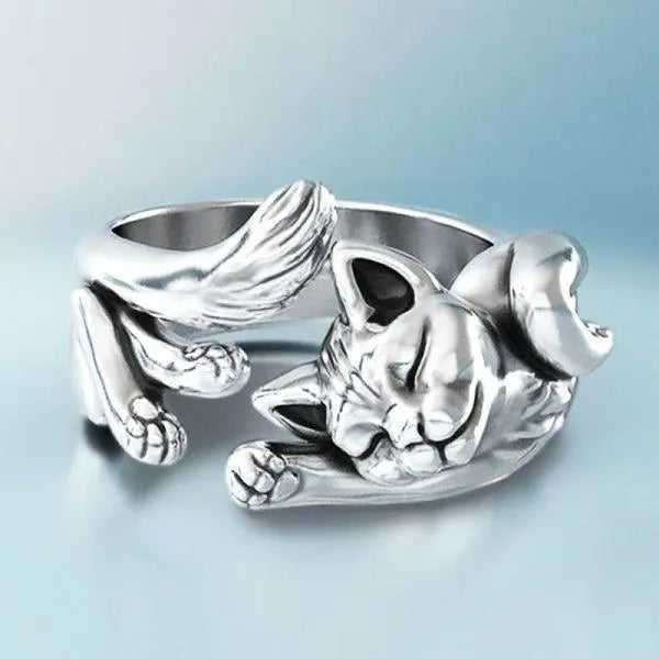 Classic Silver Cat Ring