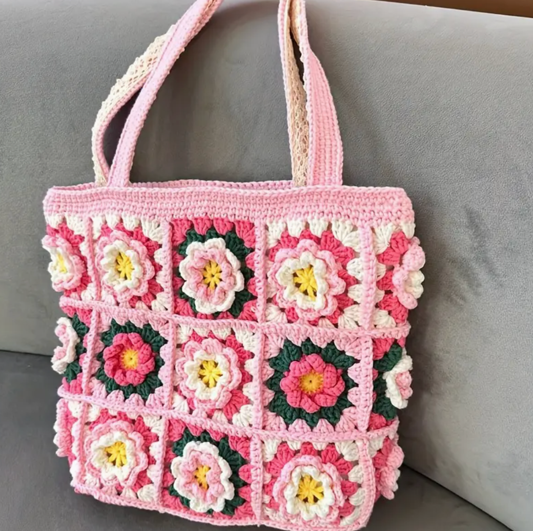 Flower Crochet Shoulder Bag