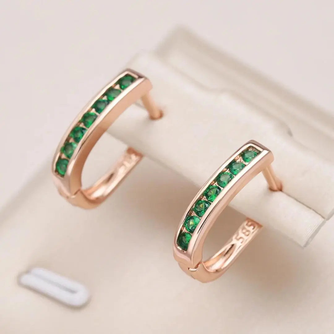 Luxe Gold Emerald Diamond Earrings