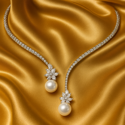 Elegant Silver Pearl Necklace