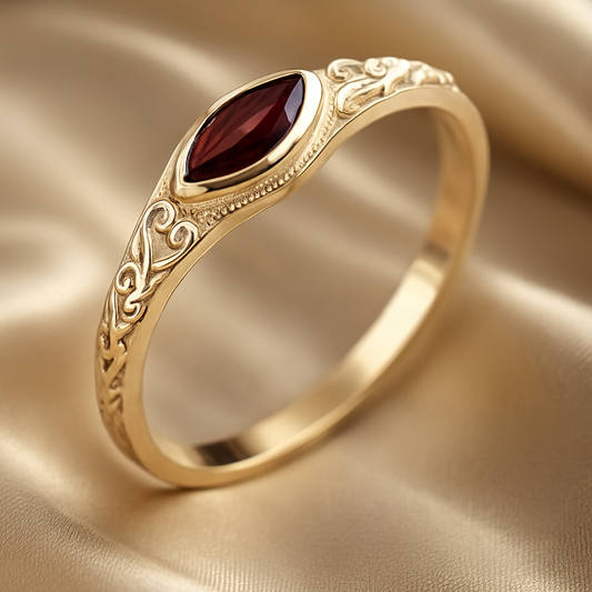 Elegant Red Crystal Gold Ring