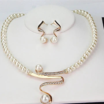 Pearl Necklace + Earrings