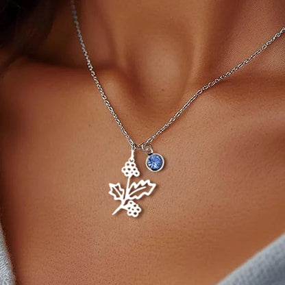Birthstone Birth Flower Necklace Personalized