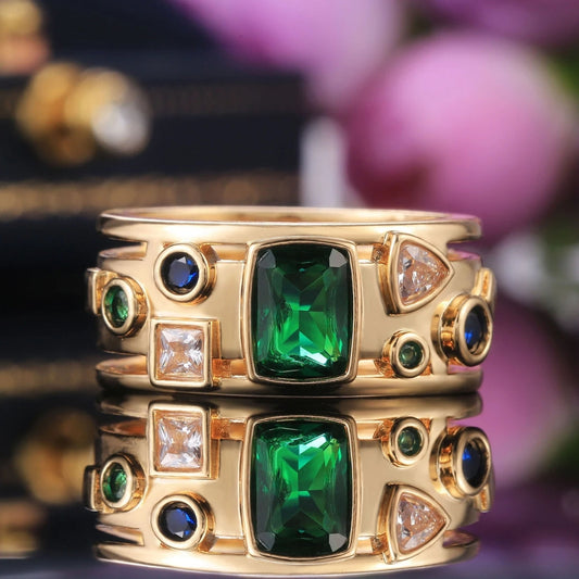 1+1 Offer: Ring with colorful crystals
