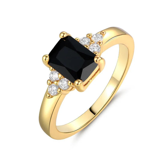 Black Spinel Baguette Ring
