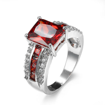 Silver ruby split-shank ring