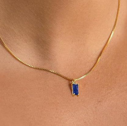 Gold sapphire minimalist necklace