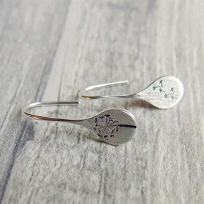 Silver Dandelion Leaf Earrings