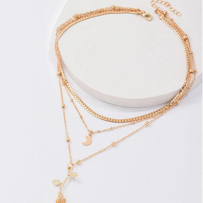 1+1 Offer: Golden Rose Pendant Necklace