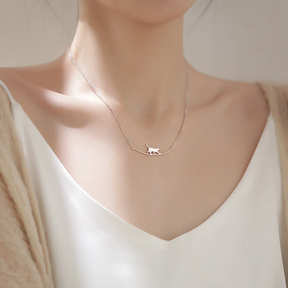 1+1 Offer: Climbing Cat Necklace in Silver