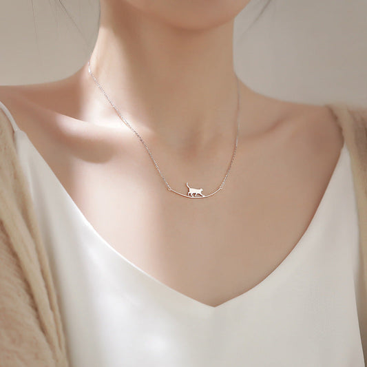 1+1 Offer: Climbing Cat Necklace in Silver