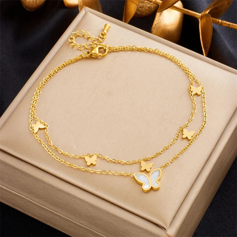 Naomi | 2-layer Butterfly Charm Anklet