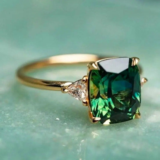 1+1 Offer: Elegant Square Emerald Ring