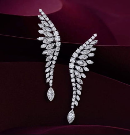 Halo Marquise Cut White Sapphire Drop Earrings