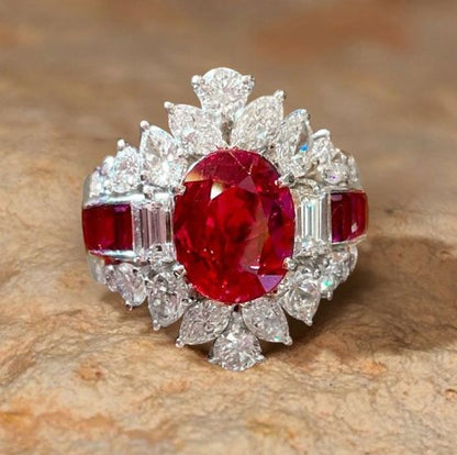 Vintage Oval Cut Ruby Engagement Ring