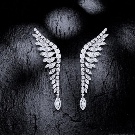 Halo Marquise Cut White Sapphire Drop Earrings