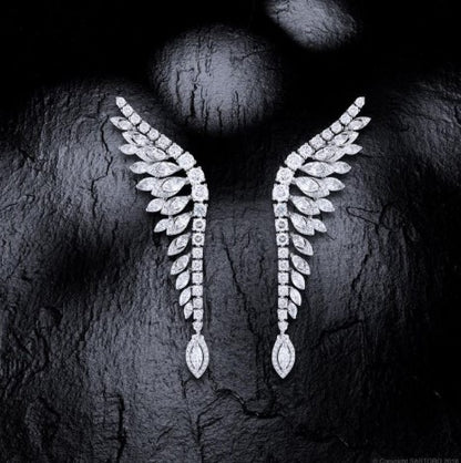 Halo Marquise Cut White Sapphire Drop Earrings