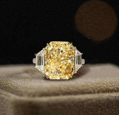 Classic Two-Tone Radiant Cut Yellow Sapphire Engagement Ring