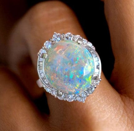 Oval Cut Opal Engagement Ring