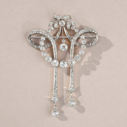 Vintage Milgrain Round Cut White Sapphire Brooch