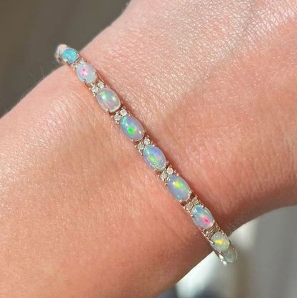 Oval Cut Opal Tennis Bracelet
